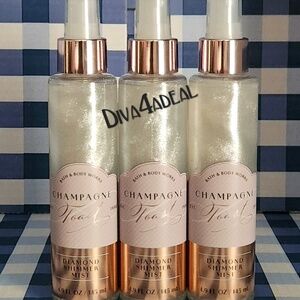 3x Bath & Body Works CHAMPAGNE TOAST Diamond Shimmer Mist Spray Collection